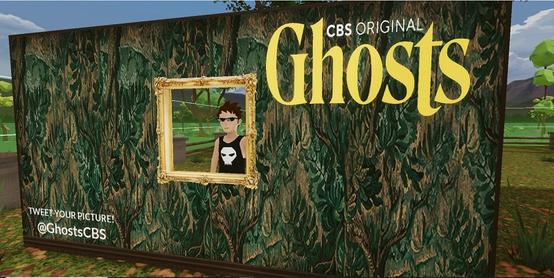 The CBS "Ghosts" photoboard in Decentraland 