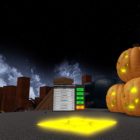 Roblox Halloween Tycoon entrance featuring pumpkins and bats