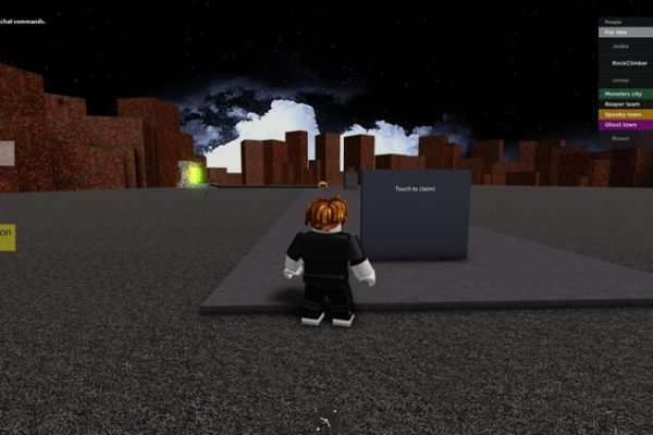 Standing at the start of Halloween Tycoon in Roblox