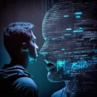 A man conversing with AI