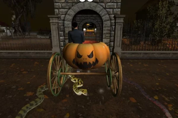 Facing the random tunnel in the pumpkin carriage