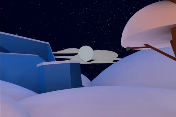 A Christmas moon shining in the metaverse