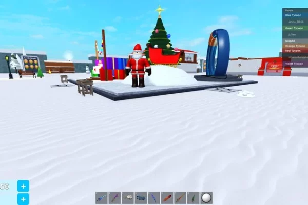 The entrance to Christmas Presents Tycoon in Roblox