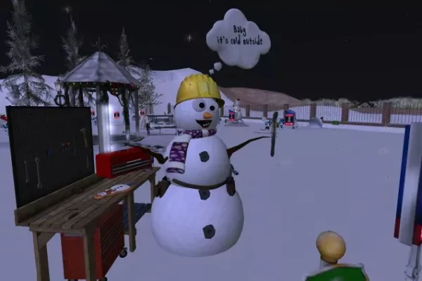 Construction worker snowman
