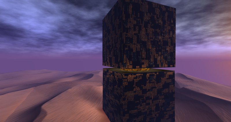 Floating cubes concert hall in the desert