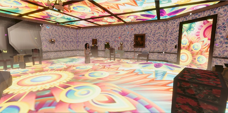 The hippie's room from the CBS show ghosts in Decentraland
