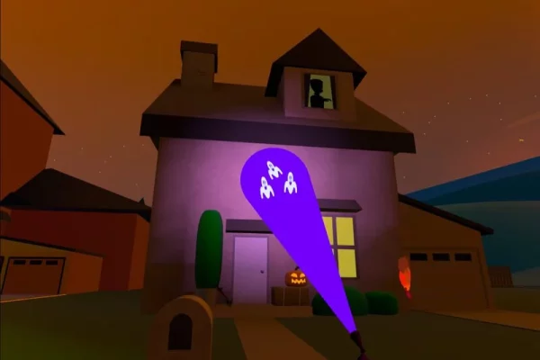 A virtual house with a ghost projection