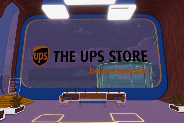 The metaverse UPS store at night