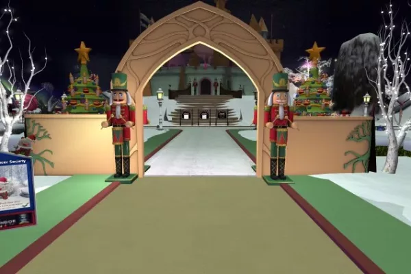 Entrance to Lights of Hope castle at Second Life's Christmas Expo