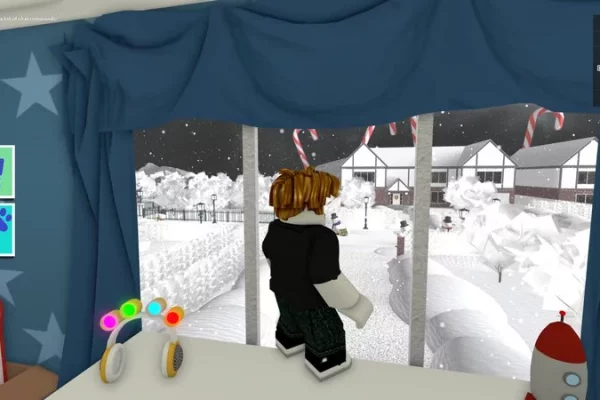 Looking out of a Christmas window in the metaverse