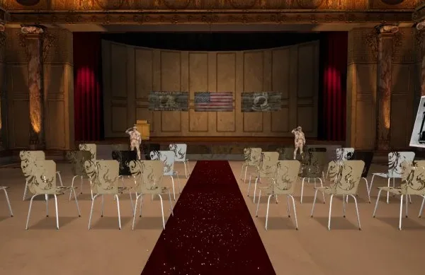 Stage area for veteran speakers in the metaverse