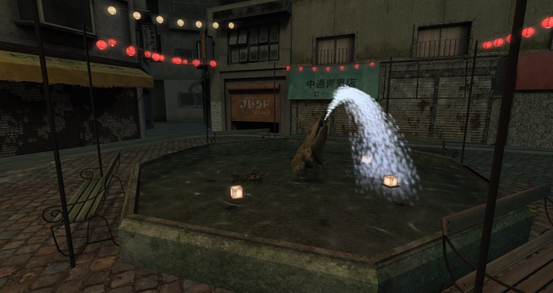 A frog fountain in Midgar's Sector 8