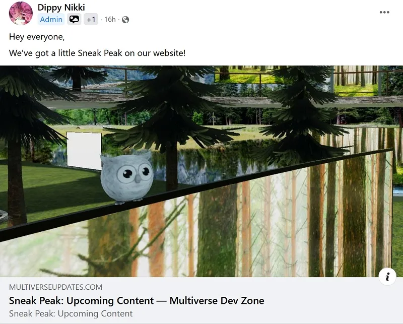 Multiverse teasing new in-app content through a Facebook post