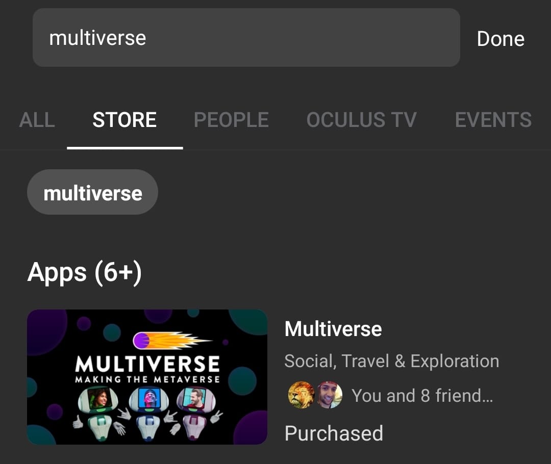 Oculus Multiverse app