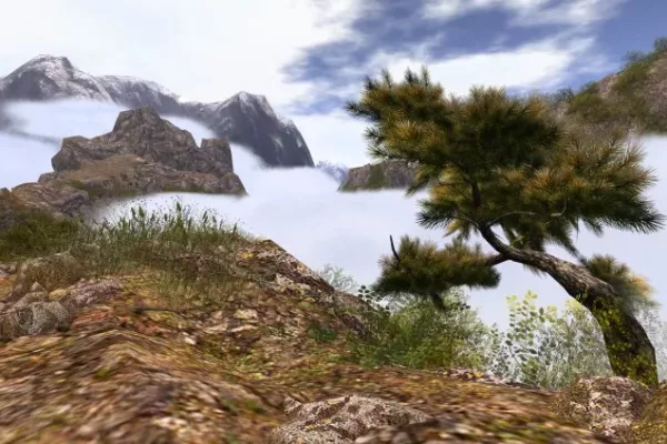 A trail perched above the clouds in Second Life's Cloud Edge