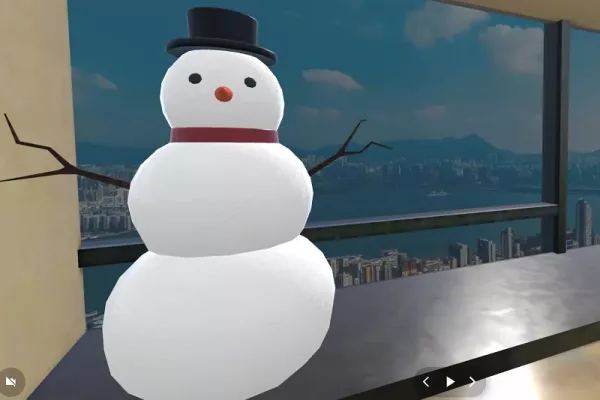A virtual snowman in Citi's metaverse office in Spatial