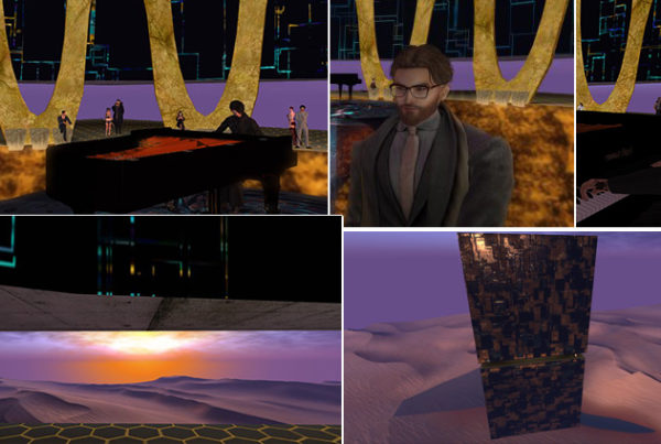 Collage of Tia's concert in Second Life