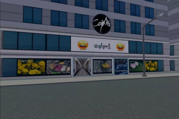 A storefront in the artist district of the Oculus Multiverse app